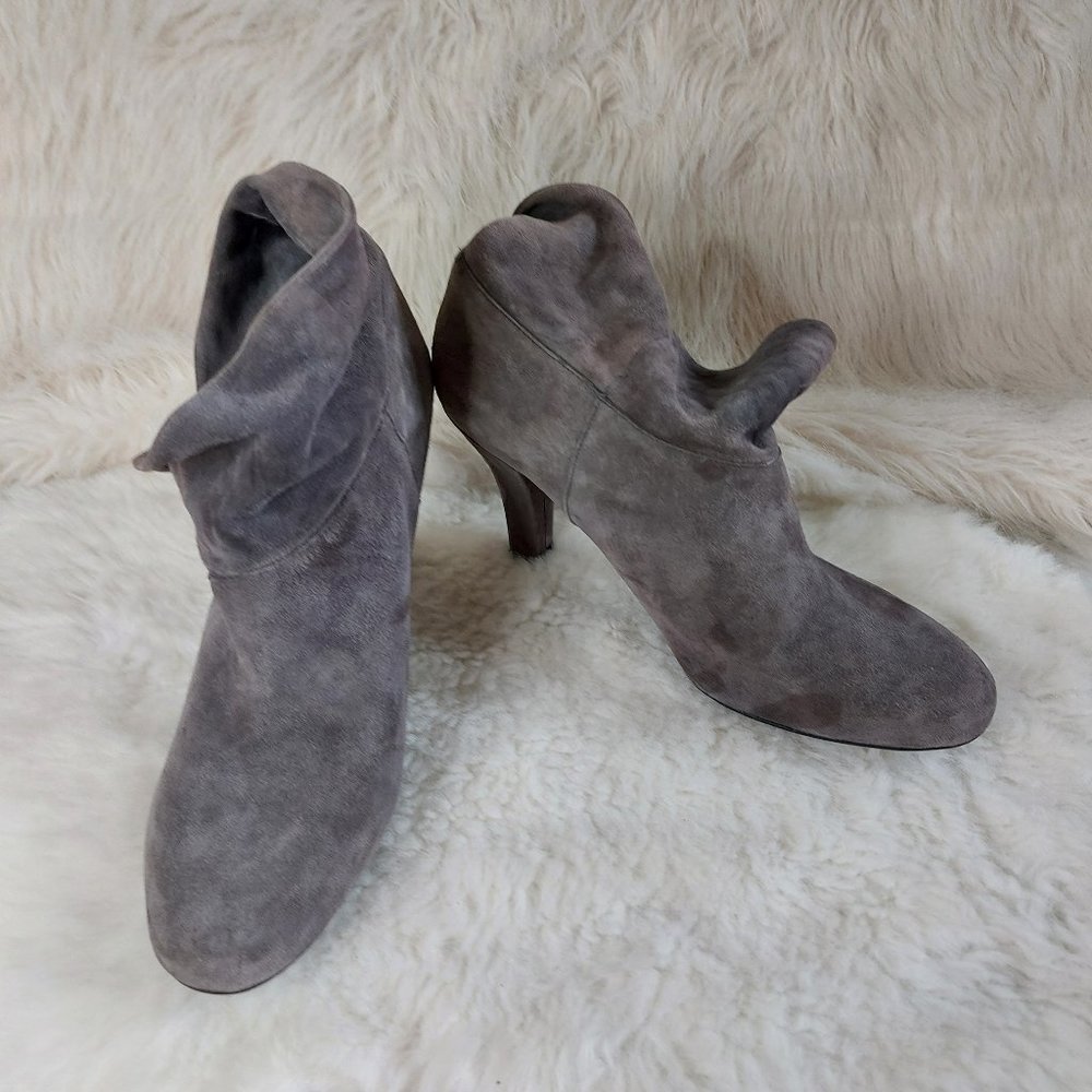 Enzo Angiolini Women's Grey Suede Leather Ankle Heel Boot 7M